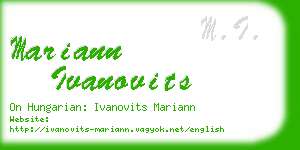 mariann ivanovits business card